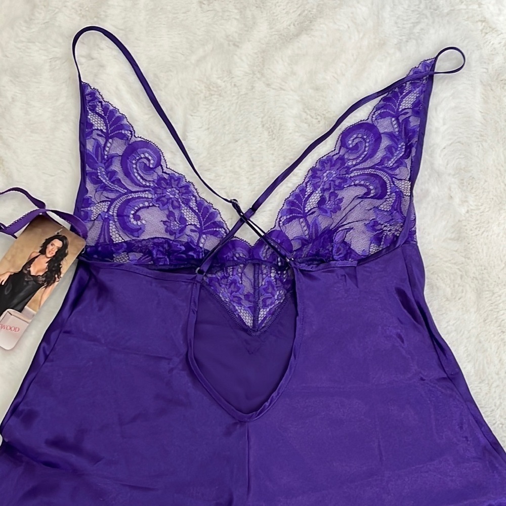 Shirley of Hollywood purple lace nightie/ chemise 2 piece NWT adjustable strap - Picture 11 of 14